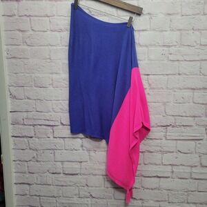 Lilly Pulitzer Colorblock Kinnon‎ Sweater Wrap OS Pink Purple Knit Boho Resort